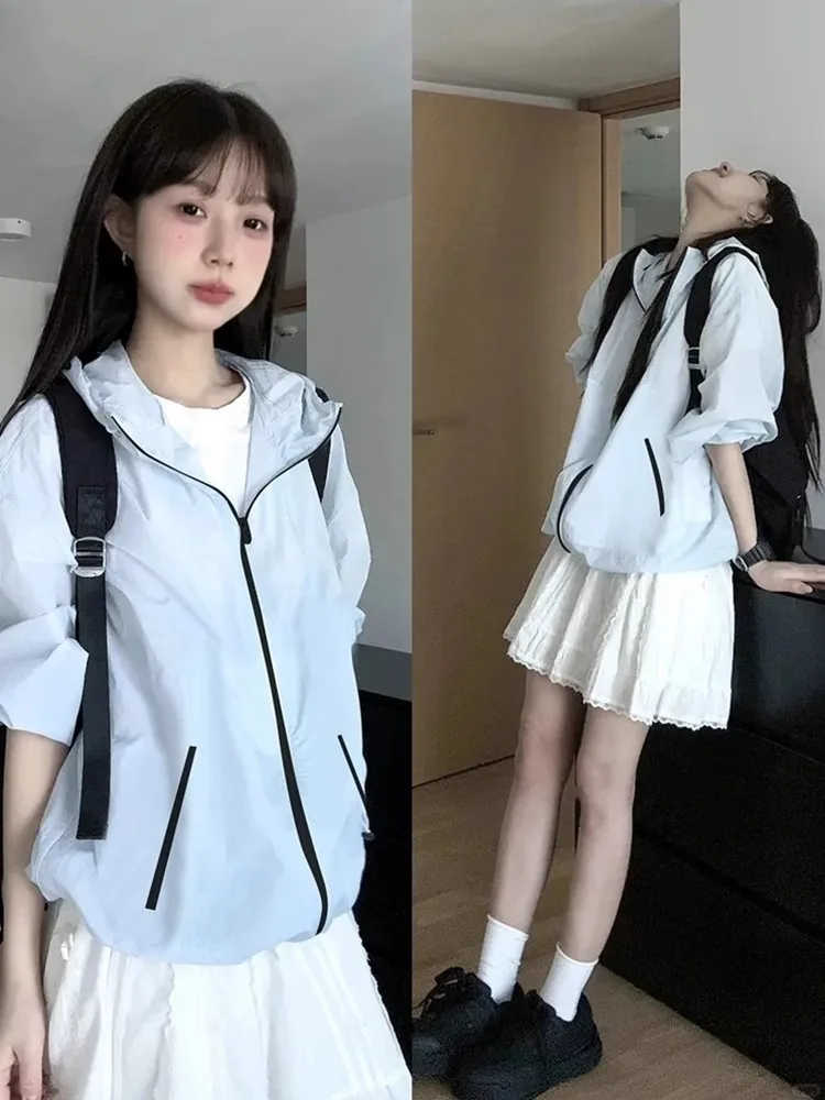 

Men's Ice Silk UV Protection Clothing Breathable Outdoor Fce Hooded Jaet Qui Dry Regular Fit Summer Faion Sunscreen ...