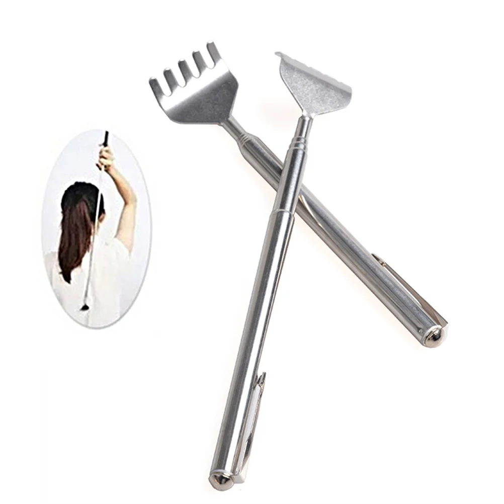 

2 Pcs Back Scratcher for Elderly Stainless Steel Telescoping Retractable Pregnant Women Hand