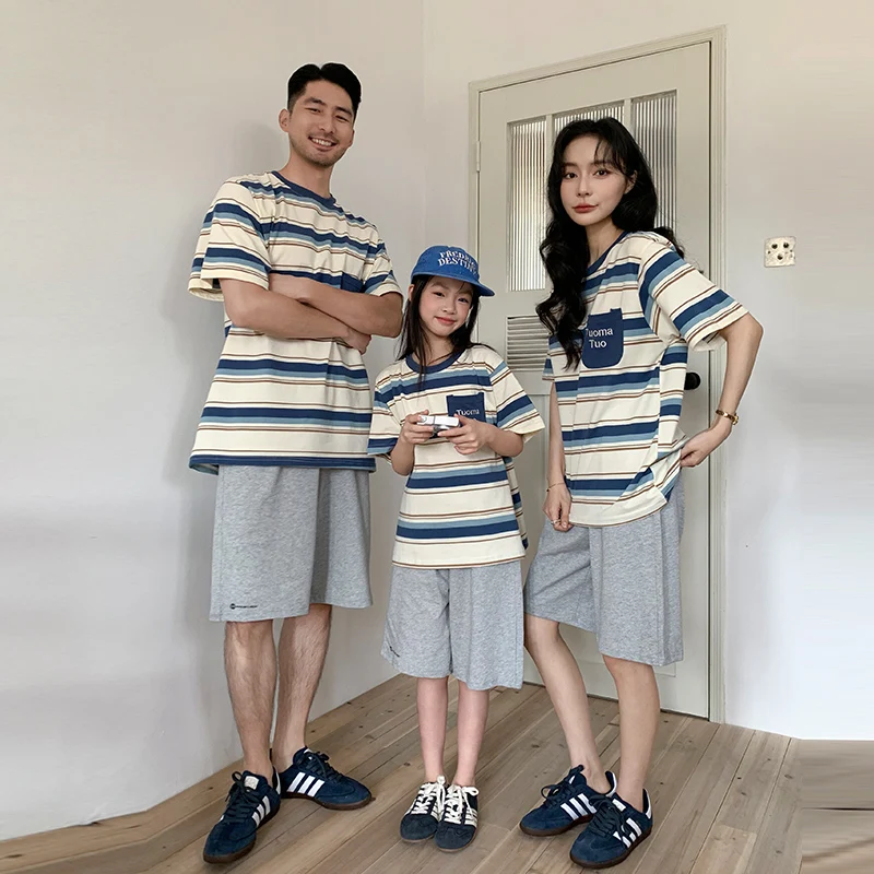 

New Summer Family Trip Clothing Set Boys' and Girls' Tshirts Shorts Set Family Look Vacation Cotton T-shirts Comfortable Outfit
