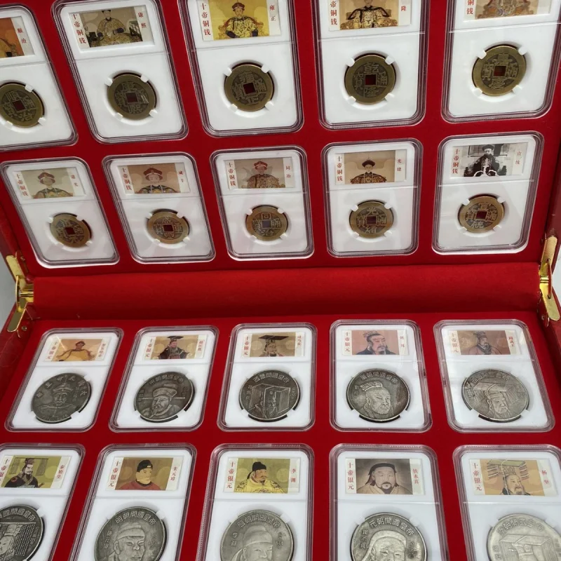 Antique Coins Chinese Ten Ancient Emperors Silver Yuan Ten Ancient Emperors Copper Coins Commemorative Collector's Edition