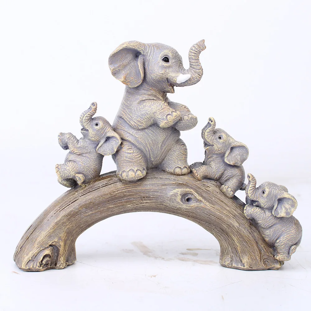 

Elephant Family Sculpture Retro Collection Resin Animal Statue Tabletop Ornament Home Decor Mother's Day Gifts Feng Shui Objects