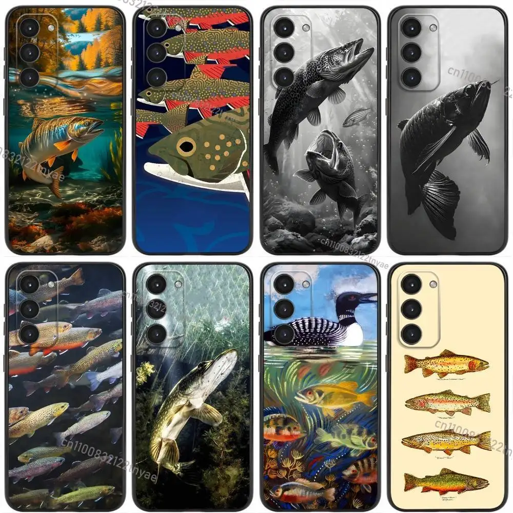 

Cool Trout Fish Fishing Phone Case For Samsung Galaxy A20,21s,22,31,32,52,53,72,73,80,91 Soft Liquid Silicone Black Cover