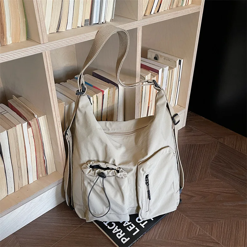 

New Women Canvas Simple Shoulder Bag Multi Pocket Fashionable and Versatile Commuting Bags Large Capacity Crossbody Bags