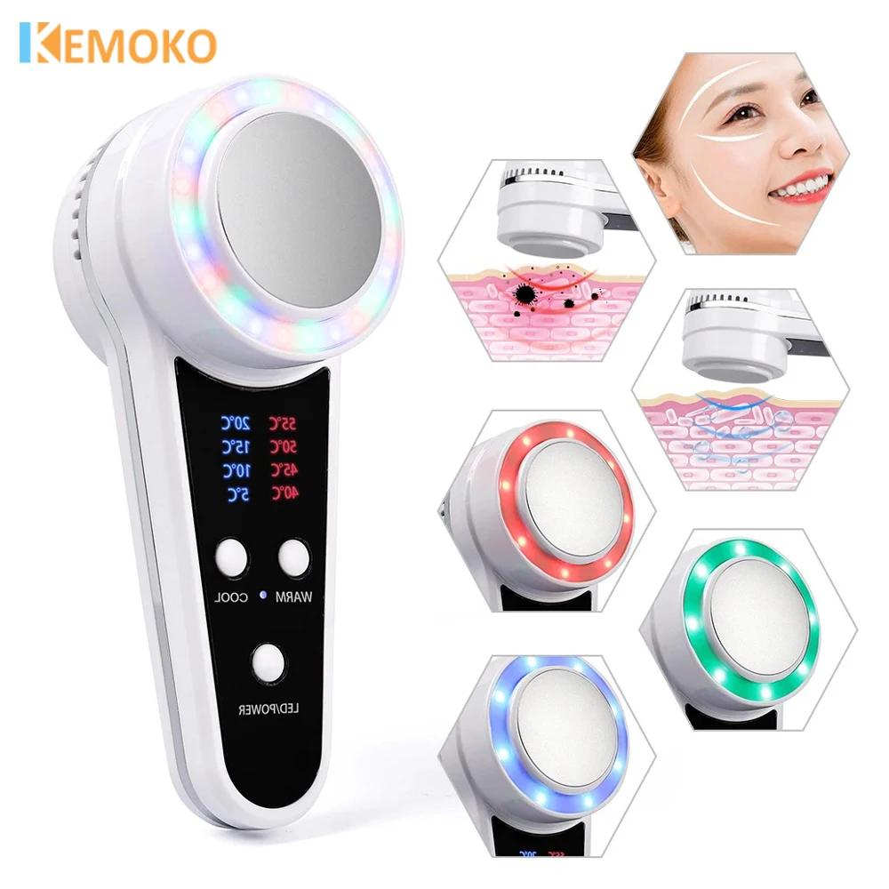 

Hot Cold Beauty Instrument Cryotherapy Care DeviceBlue Photon Acne Treatment Lifting Rejuvenation Facial Skin Beauty Massager