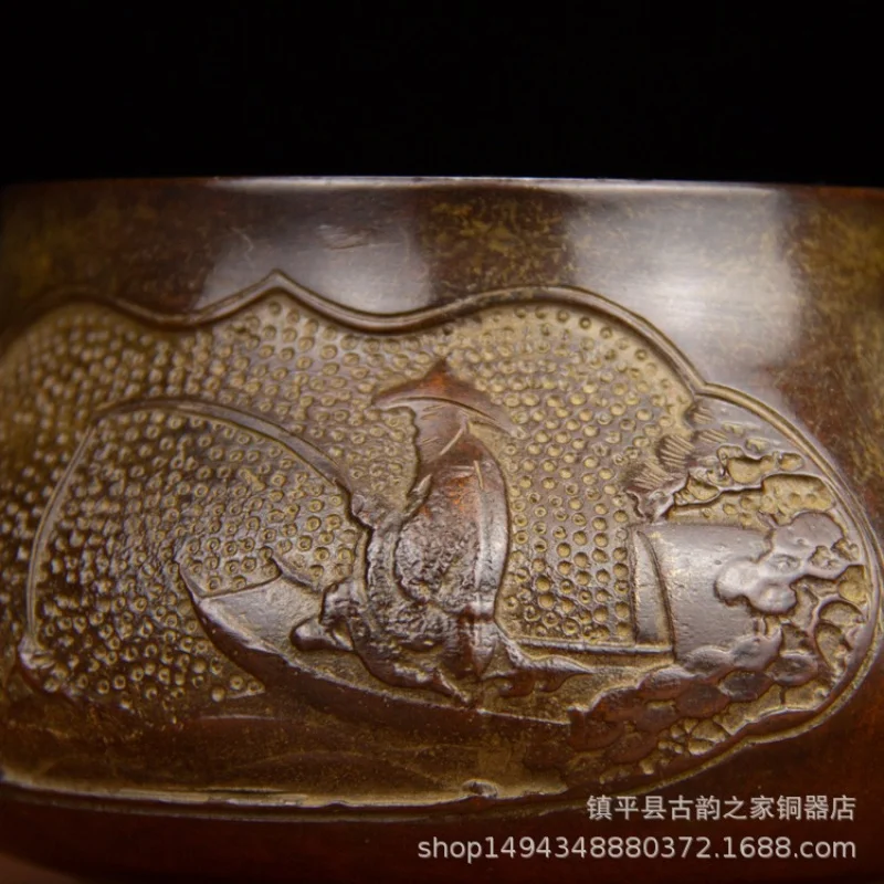 Pure Copper Elephant Ear Double Dragon Playing with Pearls Incense Burner Brass Treasure Bowl Ornament Office Shop Living Room D