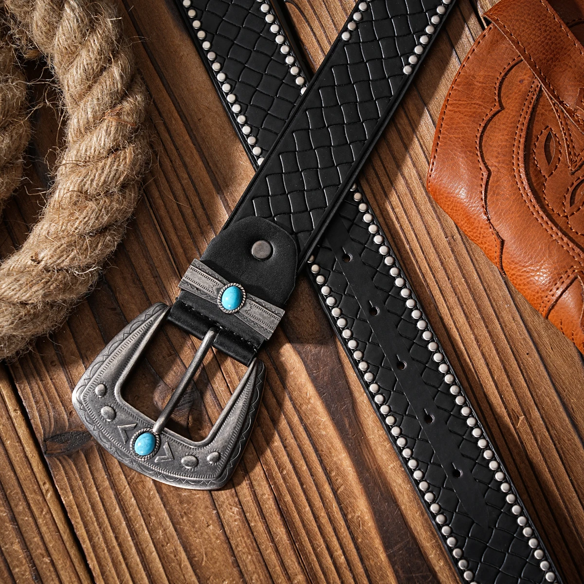 Lässige, individuelle und Retro-Gürtel, Taillenaccessoires für Kleidung im Western-Stil, PU-Gürtel, geeignet für Männer und Frauen – Detail 4