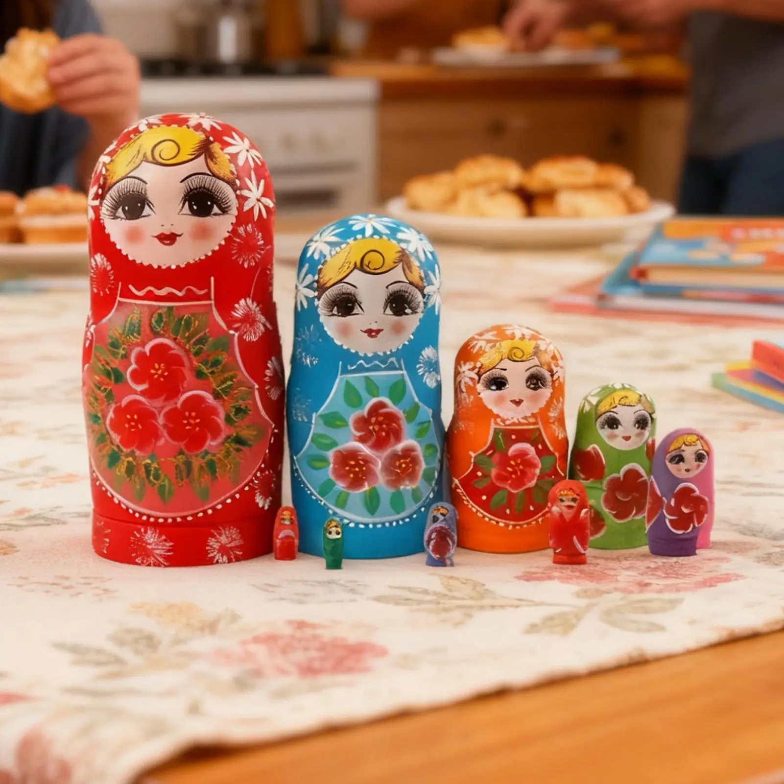 子供用の入れ子人形 10個入り 木製教育玩具 手描きのロシアの入れ子人形 学習教育エンターテイメント用