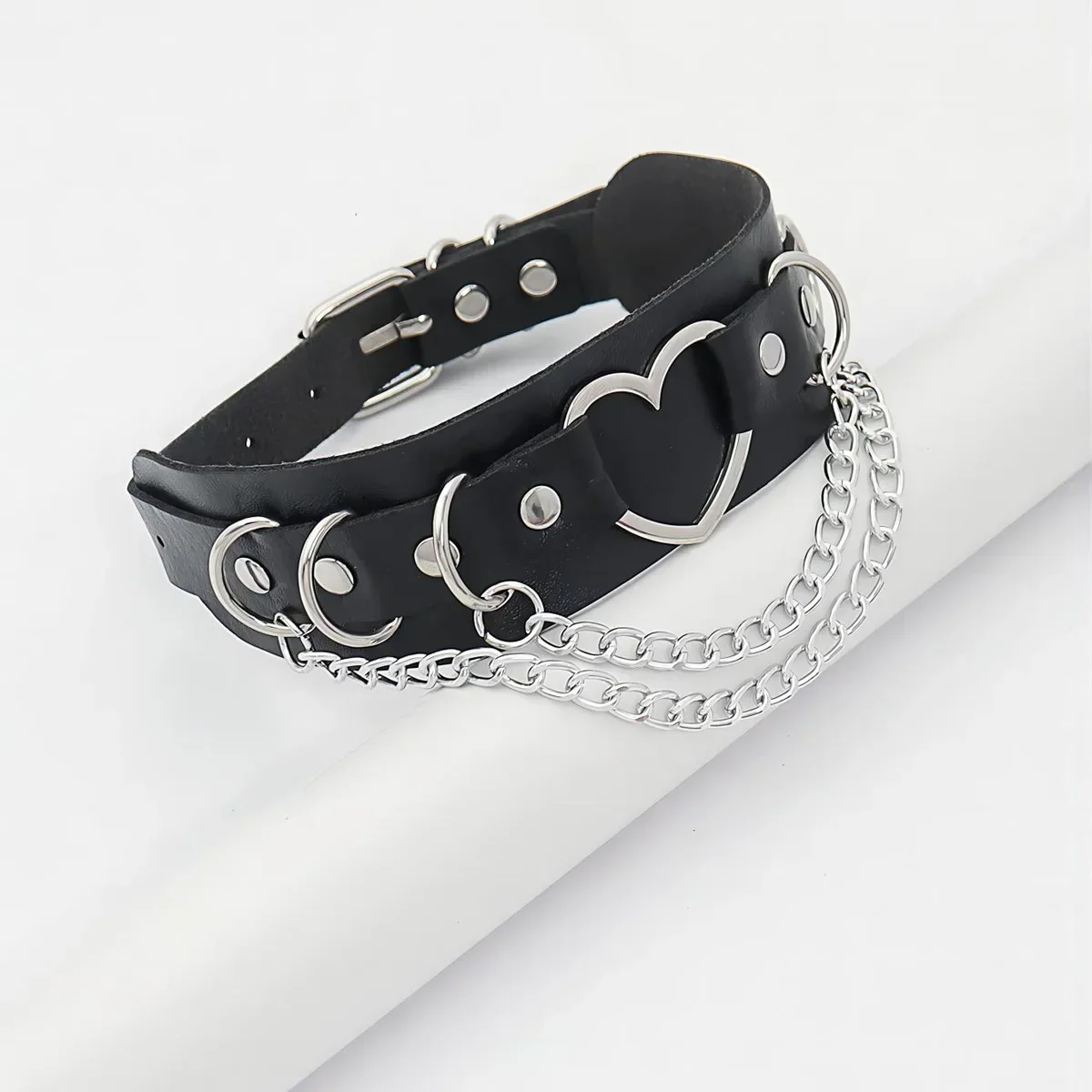 Punk Sweet Cool Gothic Harajuku Rock and roll Sweet Simple Fashion Loving type Tassel Chain Choker PU Leather Pendant