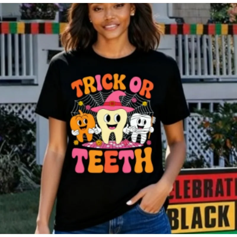Halloween dentiste hygiéniste dentaire Assistant tours ou dents T-Shirt