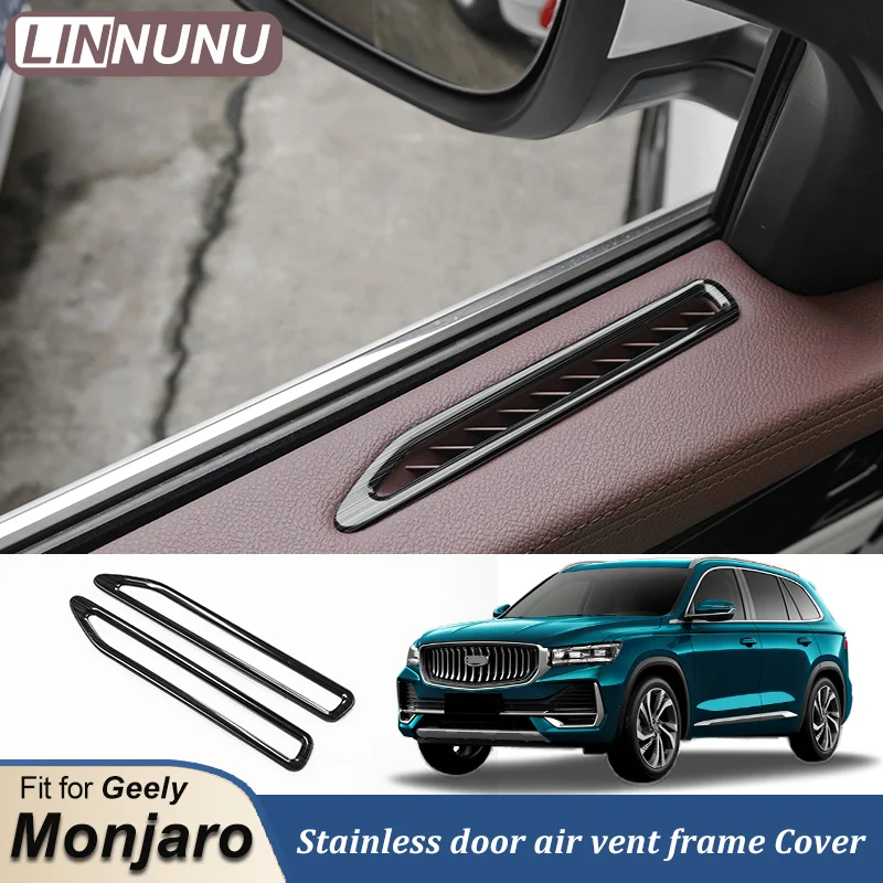 LINNUNU Inner Door Air Outlet Trim Cover Front Condition Vent Car Decor For Geely Monjaro Kx11 Manjaro Stainless Black titanium