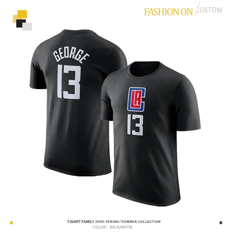 2024 Summer Paul George Basketball Short Sleeve T-Shirt Men\'s Clippers No. 13 PG Sports and Leisure Cotton T-Shirt Jerseys