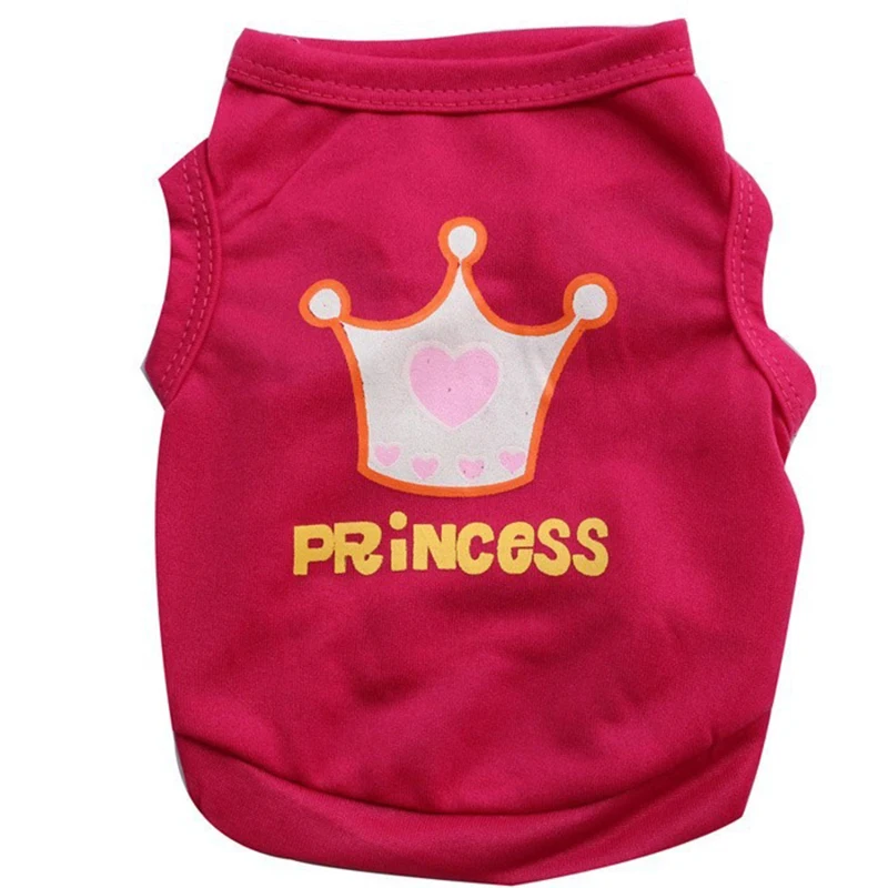 

Teddy Cartoon Clothes Pet Supplies Dog Letter Print Vest Small Dog Cute Crown T-Shirt Breathable Bichon Frise Short Sleeve
