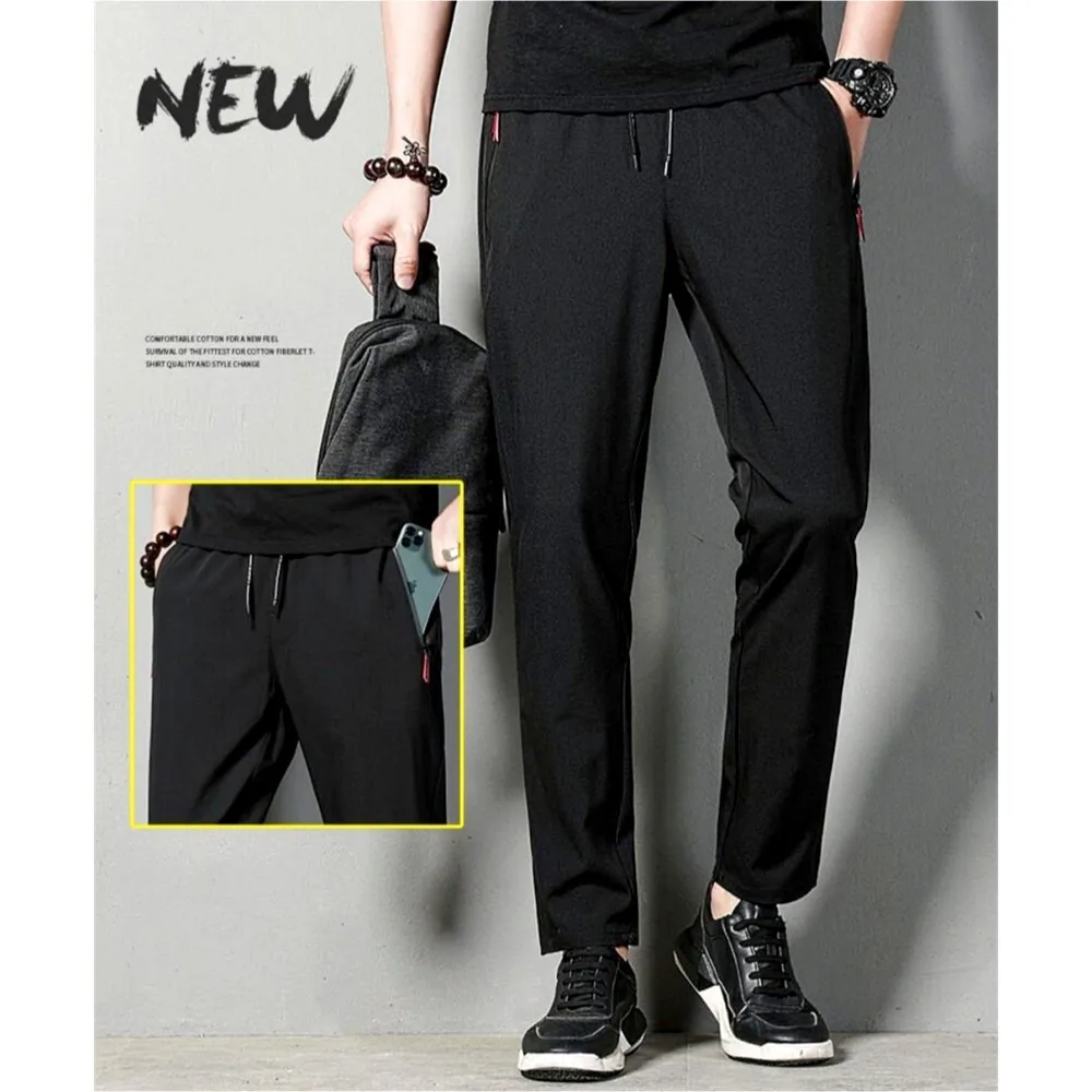 Men Casual Long Pants Business Stretch Slim Fit Elastic Waist Jogger Korean Classic Blue Black Gray Maletrousers Sweatpants New