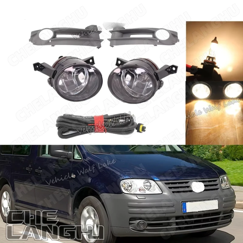 Dla VW Caddy 2004 2005 2006 2007 2008 2009 2010 stylizacja samochodu przednie halogenowe światło przeciwmgielne lub wiązka przewodów lub osłona kratki