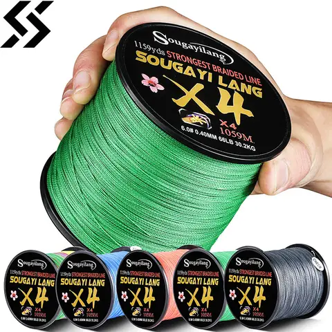 Sougayilang 4 Strands PE Fishing Line Braided Super Strong for Lake and Sea 159M 300M 559M 1059M 100% Multifilament Woven Wire