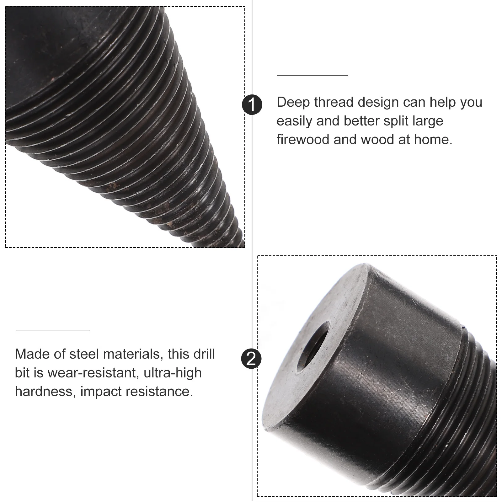 

1Set Wood Drill Bit Cone Firewood Splitter Drill Steel Log Splitter Bit with Handles for Woodworking Tool Woodworking Tool