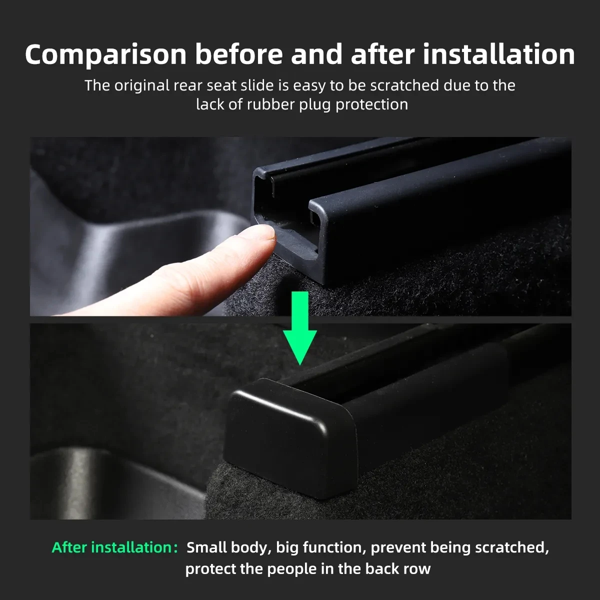 Car Rear Seat Slide Rail Anti-Kick Plug Protector Trim For Tesla Model 3 Model Y Juniper YL 2021-2026 Flat Track Only