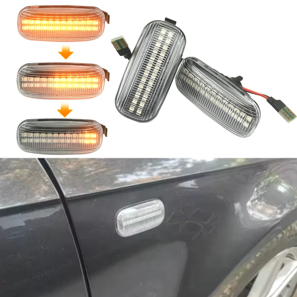 2PCS Turn Signal Side Marker Light For Audi A3 S3 8P A4 B6 B8 B7 S4 RS4 A6 S6 C5 2005 Sequential Led Dynamic Flashing Blinker view 4