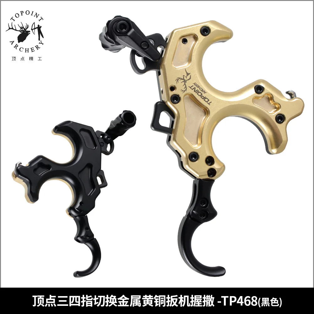 

TP468 Складной лук для стрельбы из лука, переключатель 3/4 пальцев, латунная триггерная ручка, инструмент для стрельбы с большим пальцем