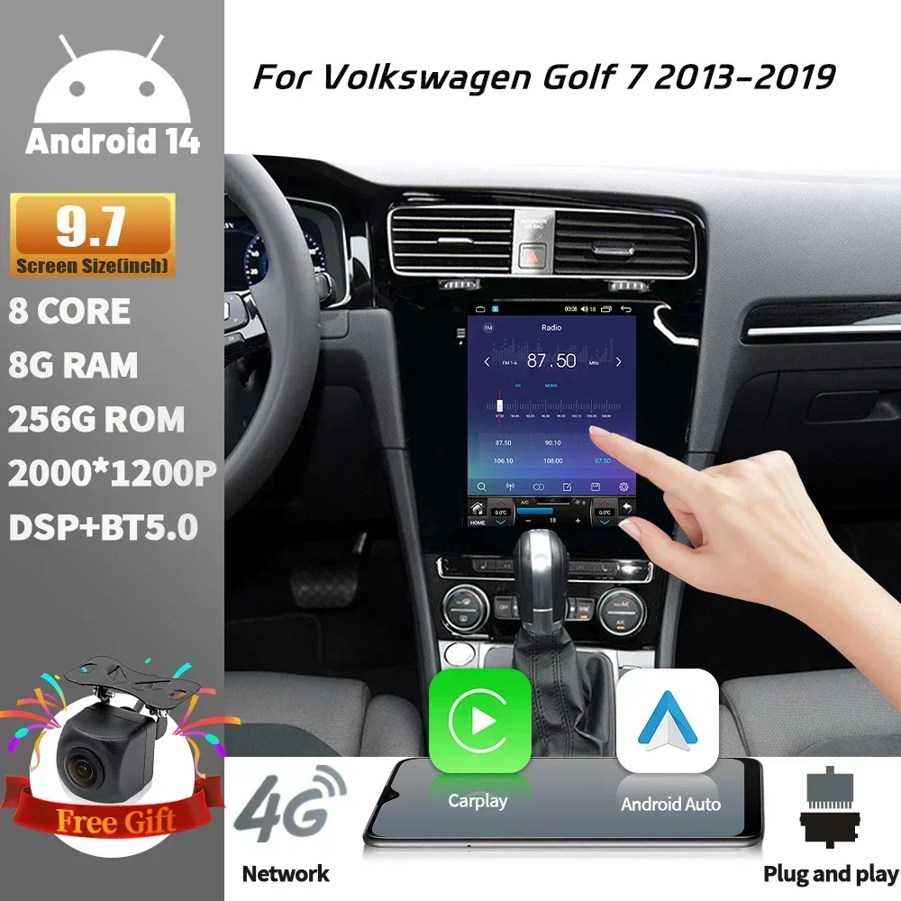 9.7inch For Volkswagen Golf 7 2013-2019 Android 14 Car Radio Multimedia Intelligent 4G GPS Wireless Apple Carplay Touch Screen