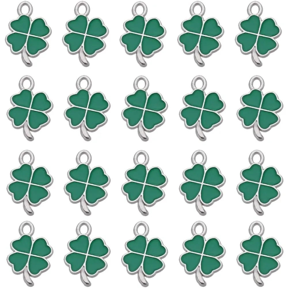 60-pcs-encantos-do-dia-de-sao-patricio-esmalte-trevo-de-quatro-folhas-encantos-trevo-verde-charme-irlandes-boa-sorte-planta-tom-de-prata-fazendo-kit