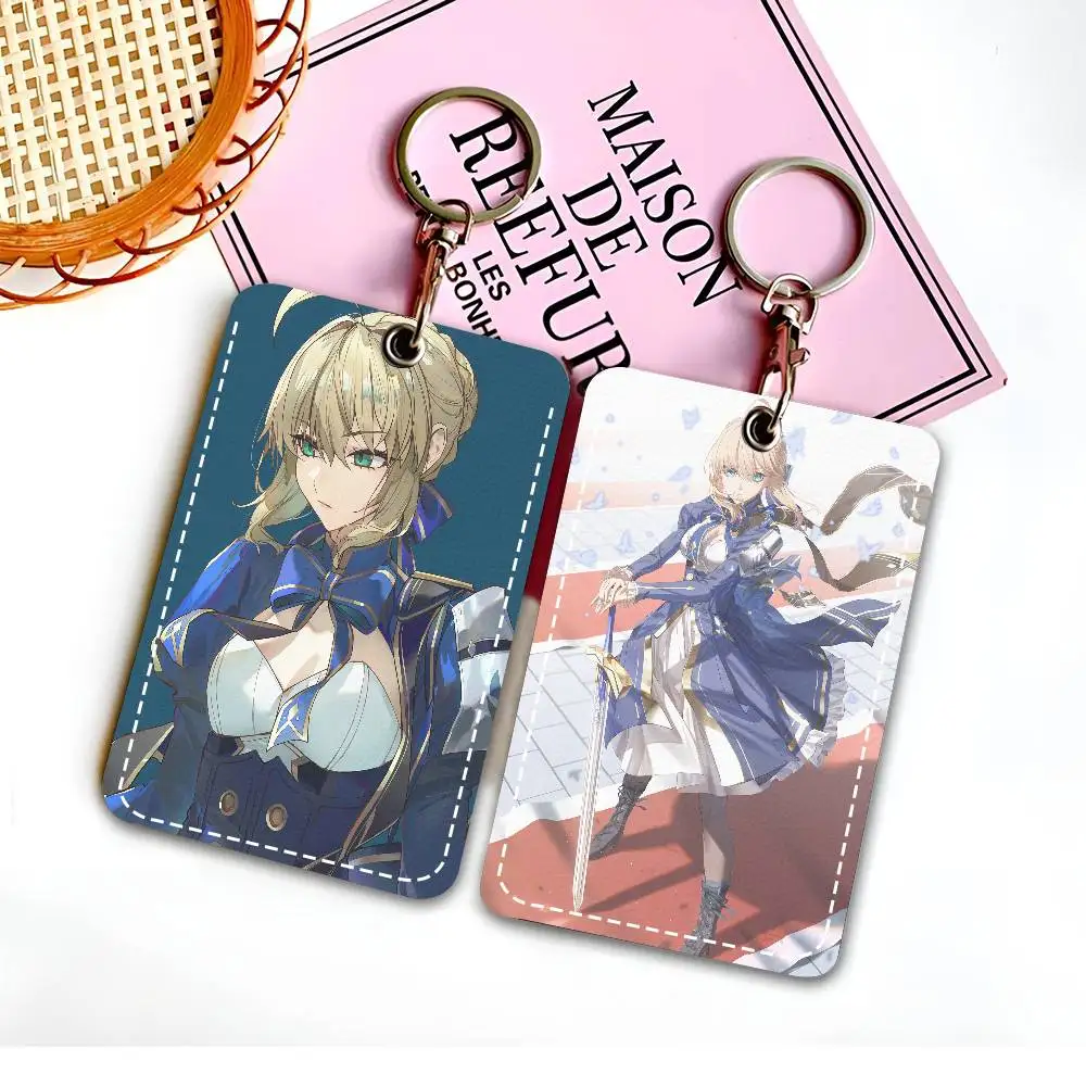 

Брелок-картхолдер Artoria Pendragon Fate из искусственной кожи для ключей, брелок для дверных замков, брелок для ID-карт