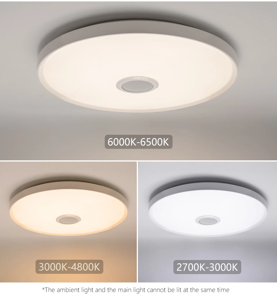 Intelligente RGB LED-Deckenleuchte mit Bluetooth-Lautsprecher Tuya APP Fernbedienung Dimmbare Moderne Musikleuchte für Wohnzimmer Schlafzimmer – Detail 11