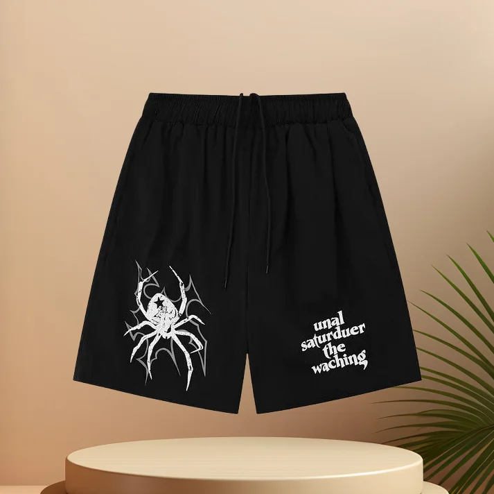 

Short De Couple Décontracté En Pur Coton Imprimé Araignée Américaine, Nouvelle Rue D'été Ample