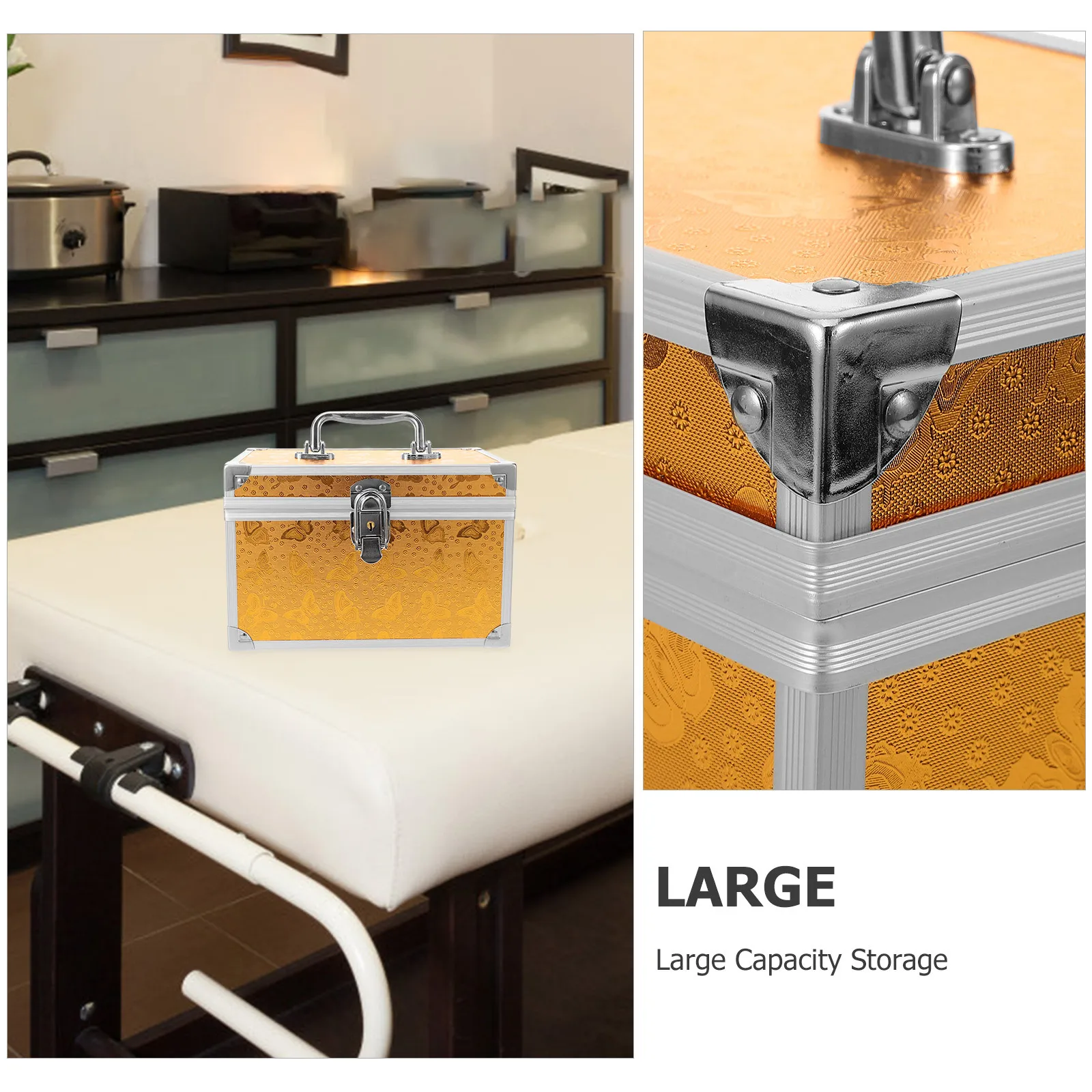 

Handheld Tool Box Aluminum Alloy Portable Storage Case Heavy Duty Toolbox Organizer Scratch-Resistant Weatherproof For