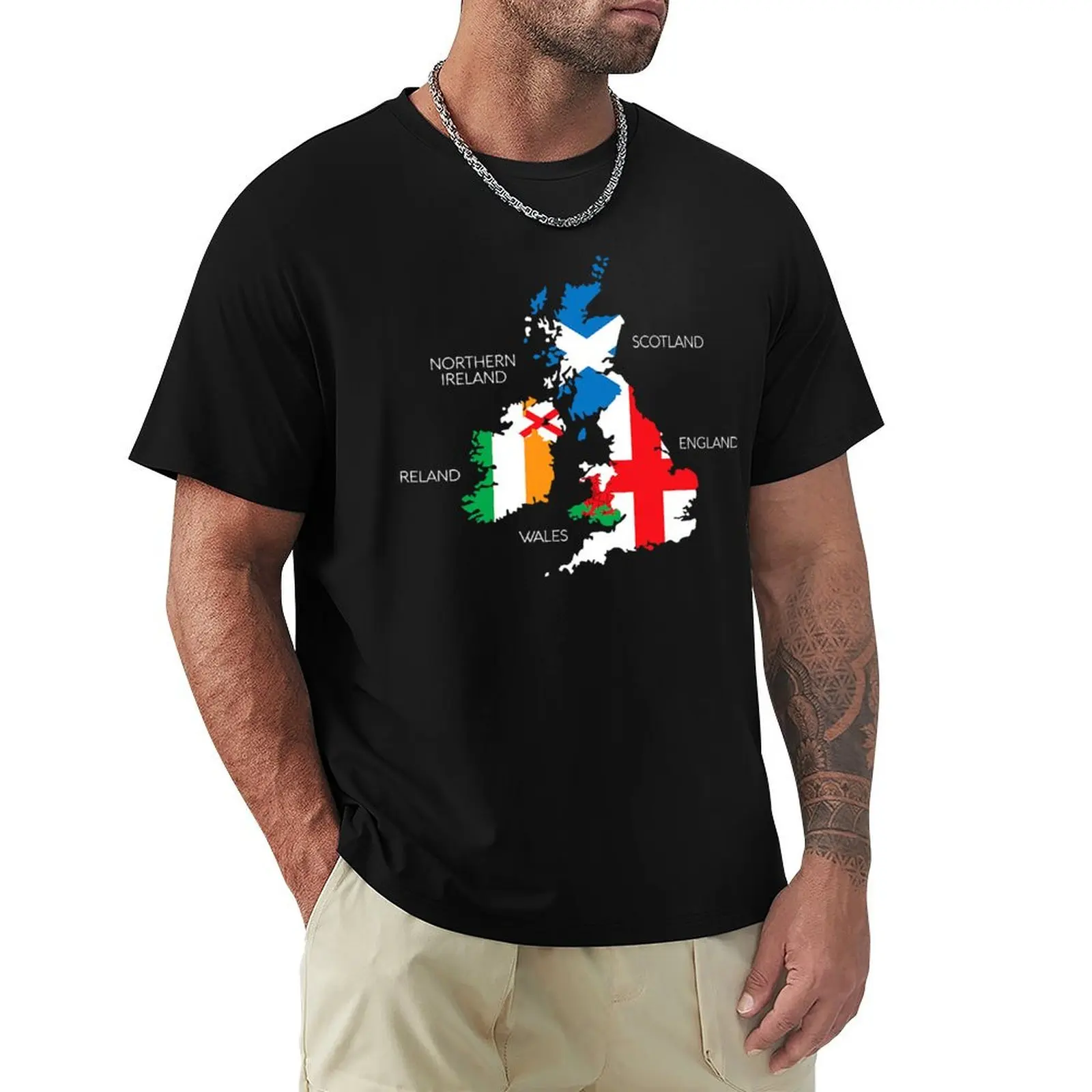 

British Isles Sea Ireland Scotland Wales England Map Coins T-Shirt tops graphic shirts tee shirts for men