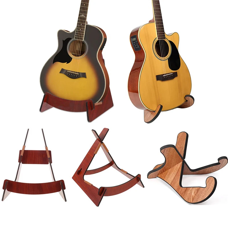 Wooden Guitar Stand For Acoustic And Electric Instruments Portable Shaped Floor Display Holder For Ukulele Mandolin Bass