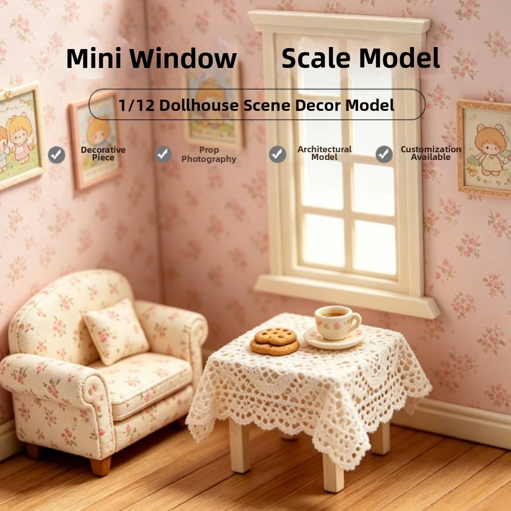 1:12 Dollhouse Miniature Model Window Retro Hollow Out European Style Door Frames Furniture Decor Mini Multicolors