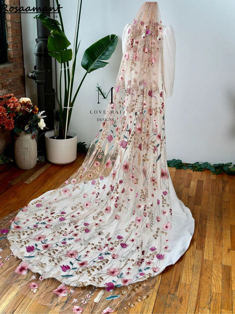 Flower Veil Long Floral Wedding Veils