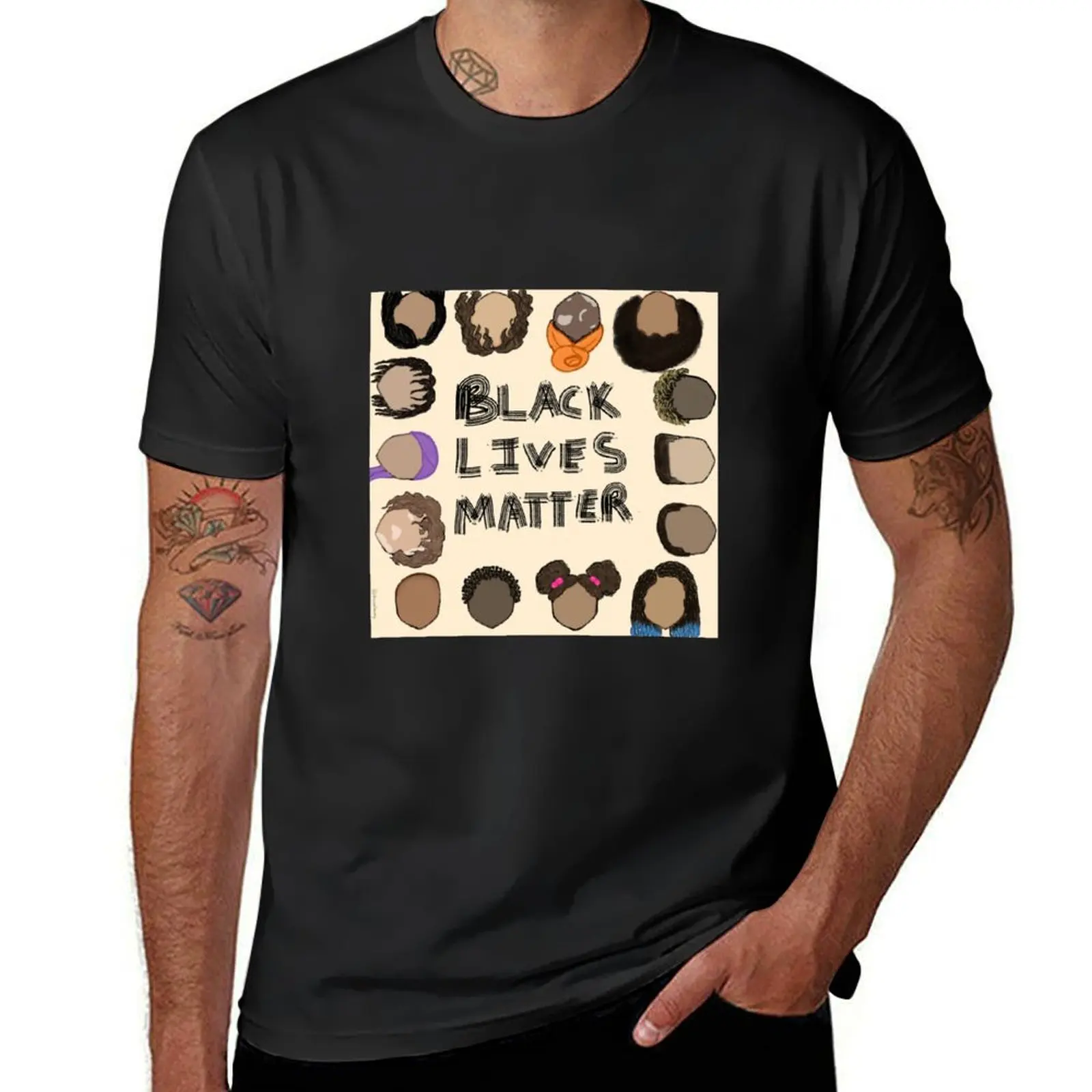 

Black Lives Matter T-Shirt cute tops graphic t shirt vintage Short sleeve tee blue lock shirts men