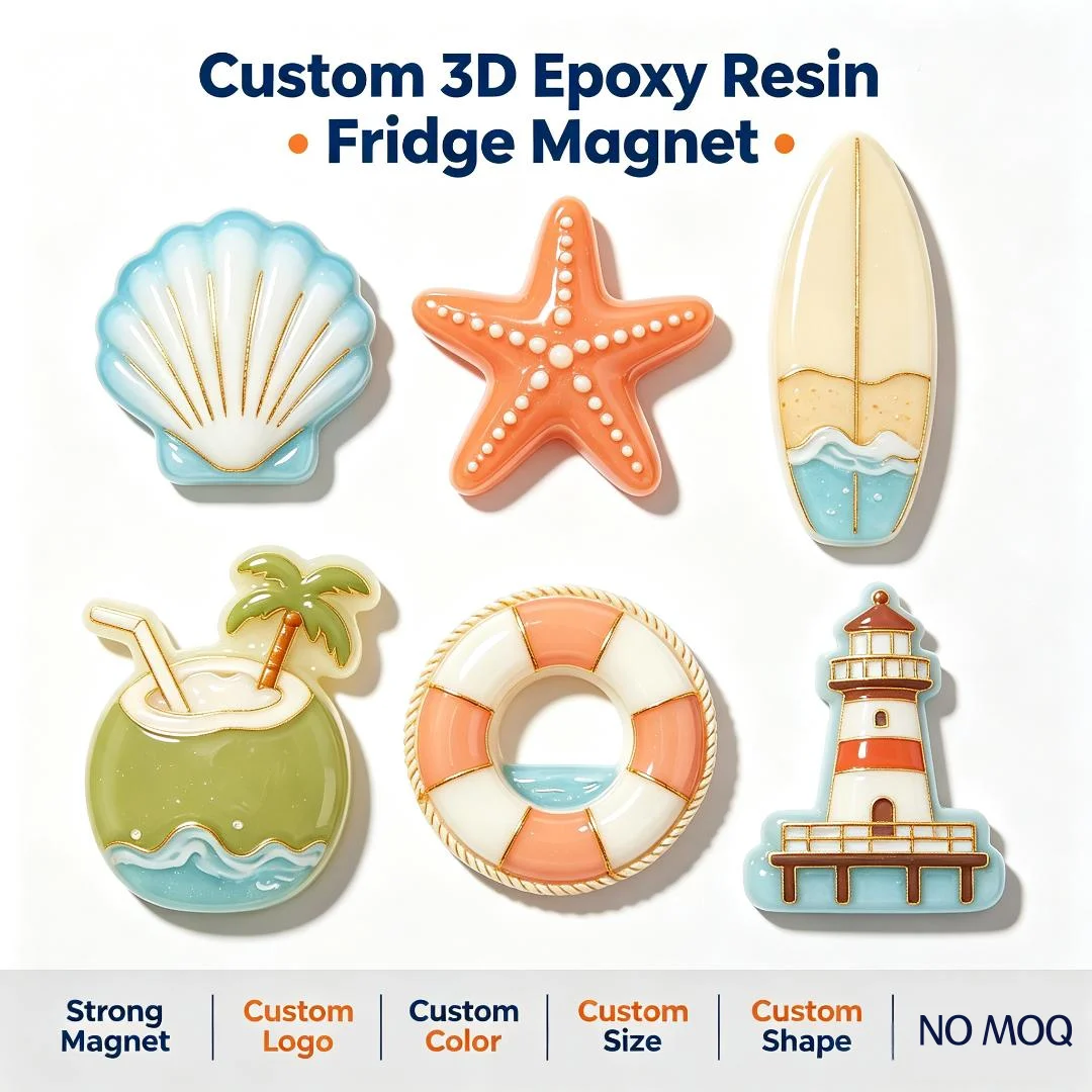 Custom Your Design Magnetic Epoxy Fridge Magnet Resin 3D  Embossed Epoxy Fridge Magnet Refrigerator Whiteboard Sticker