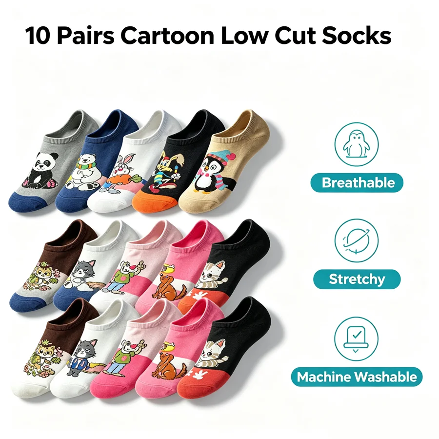 10pairs mix Cartoon Anime Streetwear Crew Socks Hip Hop Novelty Funny Daily Socks Unisex