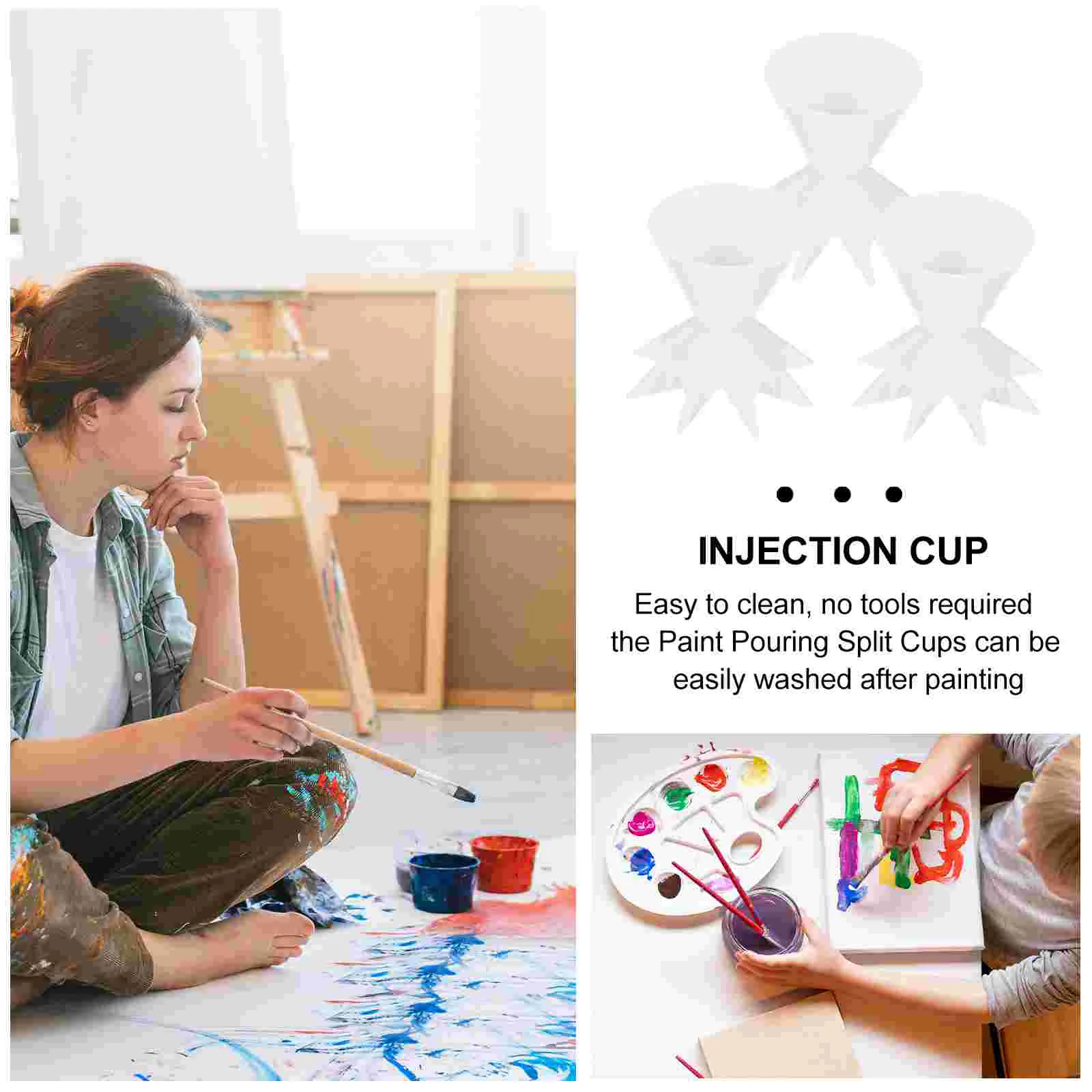 Paint Pouring Cup Silicone Split Funnel Painting Fluid Cups Reusable Accessories Mixing Mugs