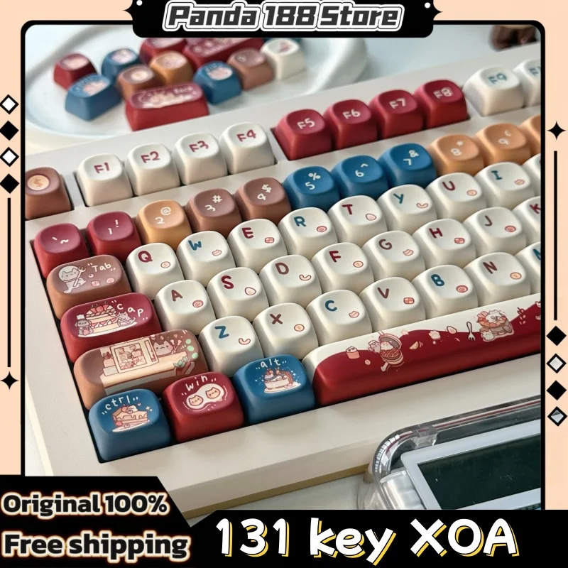 Meow Kitchen Theme Keycap 131keys Xoa Cherry Profile Pbt Hot Sublimation Mechanical Keyboard Animation Peripheral Game Keycap