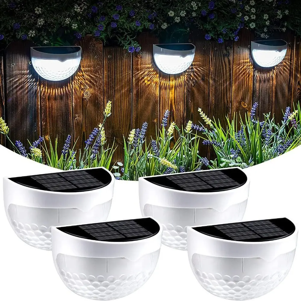 2pcs Night Light 6LED Solar Lights IP65 Waterproof Warm White Staircase Lights Semi-circular Solar Powered Garden Light Outdoor