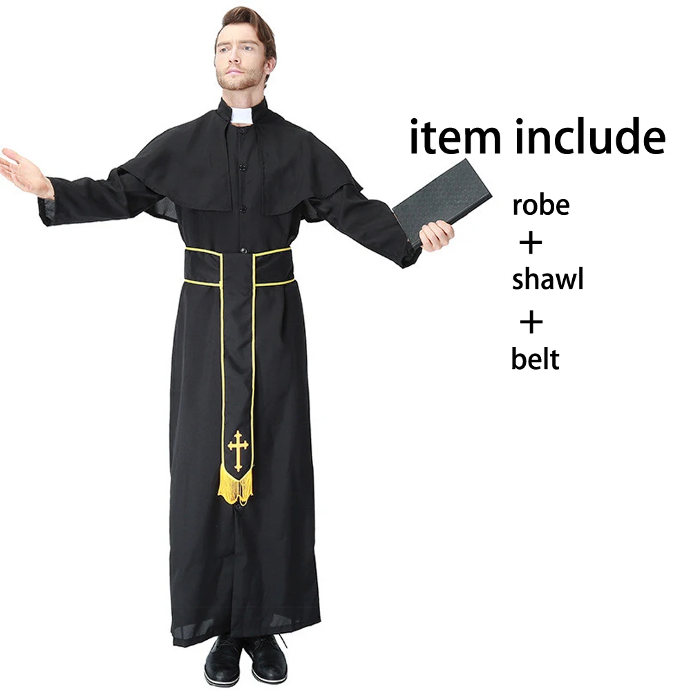 Adult Man Women Religious Pious Priest Nun Sisters Costume Halloween Christian Missionary Cosplay Fancy Dress