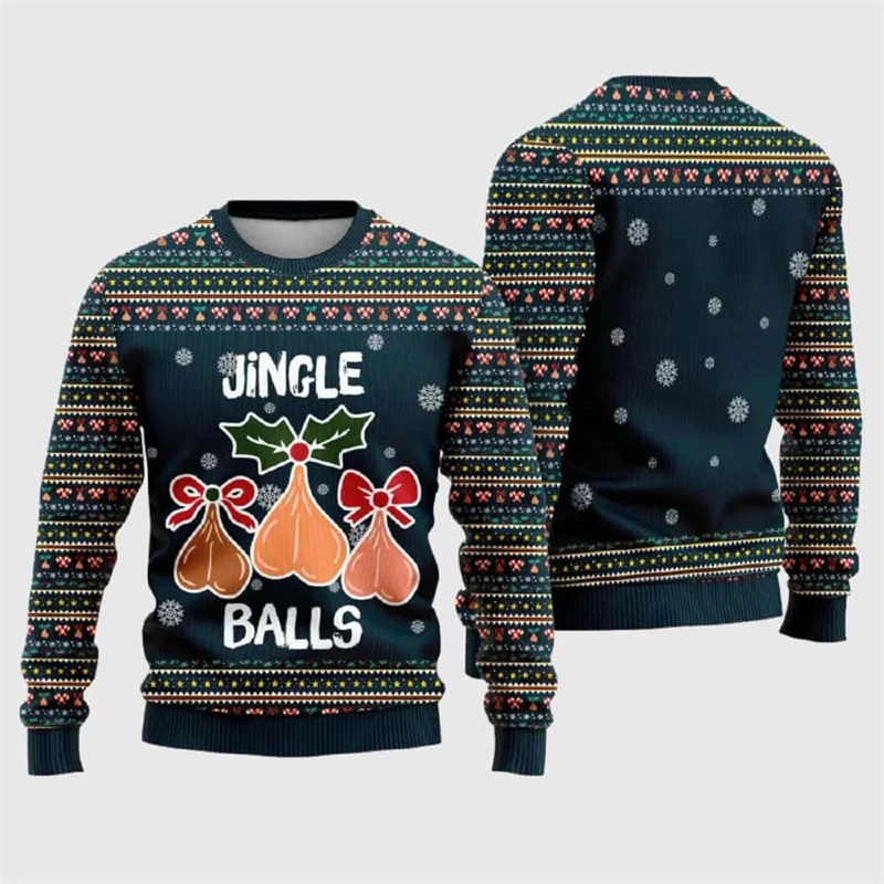 Jingle Bells Merry Christmas Ugly Sweatshirt Men's Funny Clothes Crewneck Hoodie Harajuku Personality Street Xmas Sweatshirts