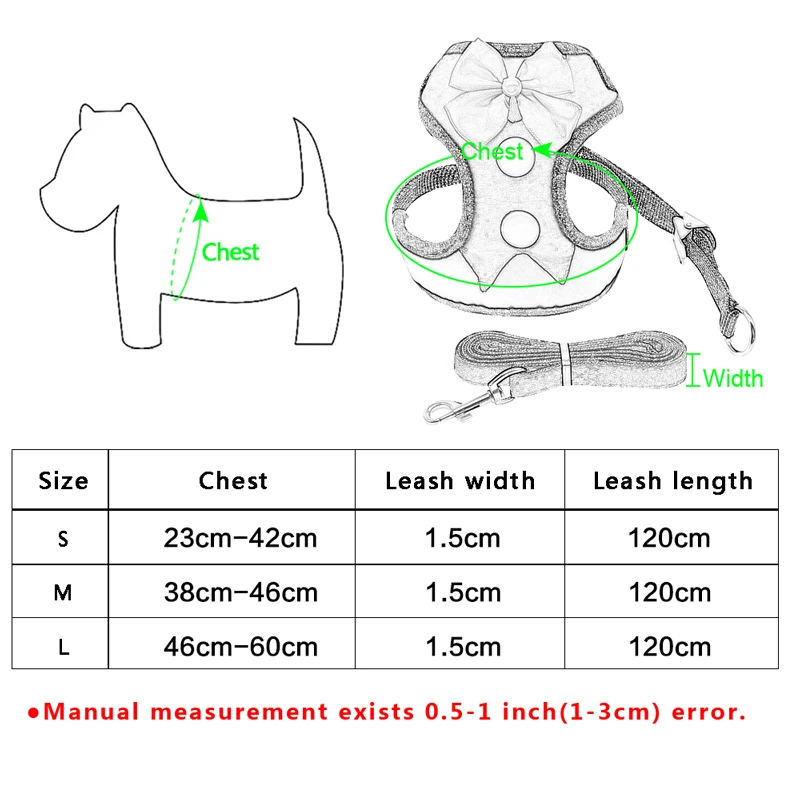 Mesh Small Dog Harness Nylon Puppy Dog Harness Vest Pet Walking Harnesses Vest and Leash Set For Chihuahua Small Dogs