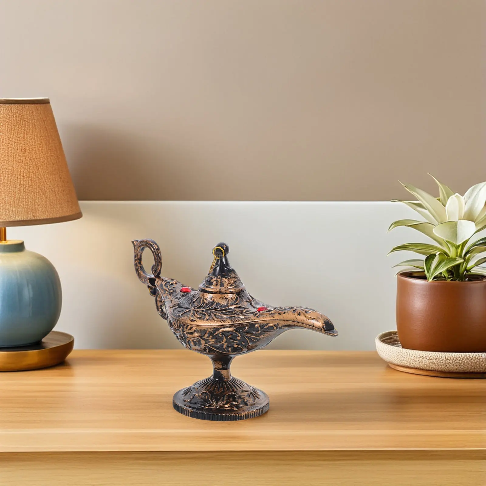

Arabian Lamp Statue Vintage Design Party Decoration Props for Themed Birthday Holiday Halloween Cosplay Tabletop Decor