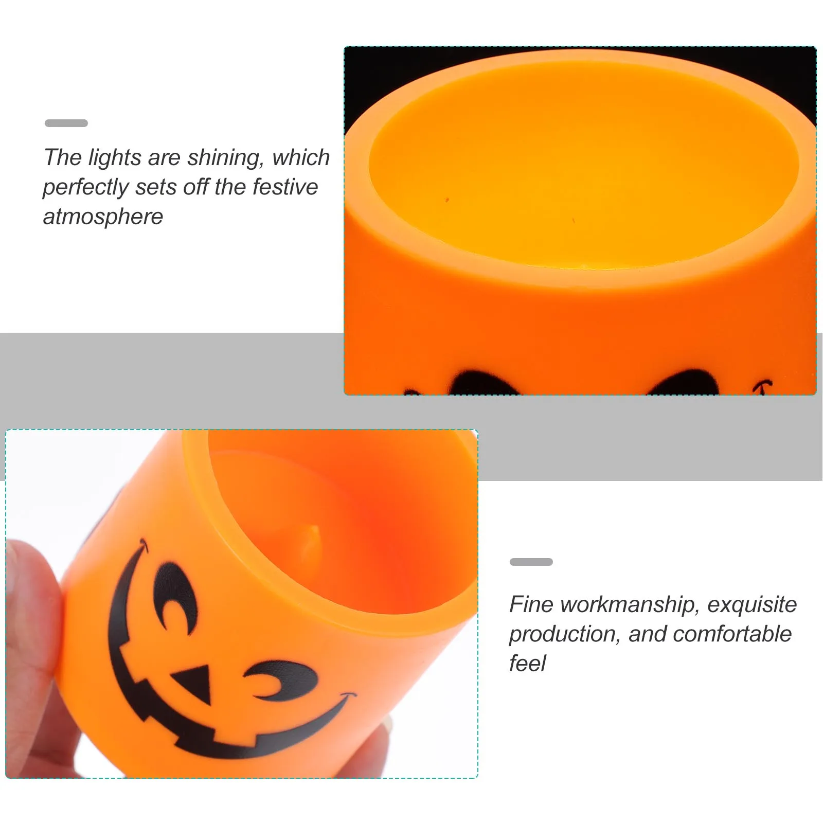 

2 Pcs Decoration Grimface Light Electronic Lamp Pumpkin Halloween Orange