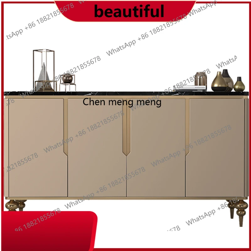 

American-style porch cabinet, light luxury style, modern simple entry locker against the wall, marble dining side cabinet H