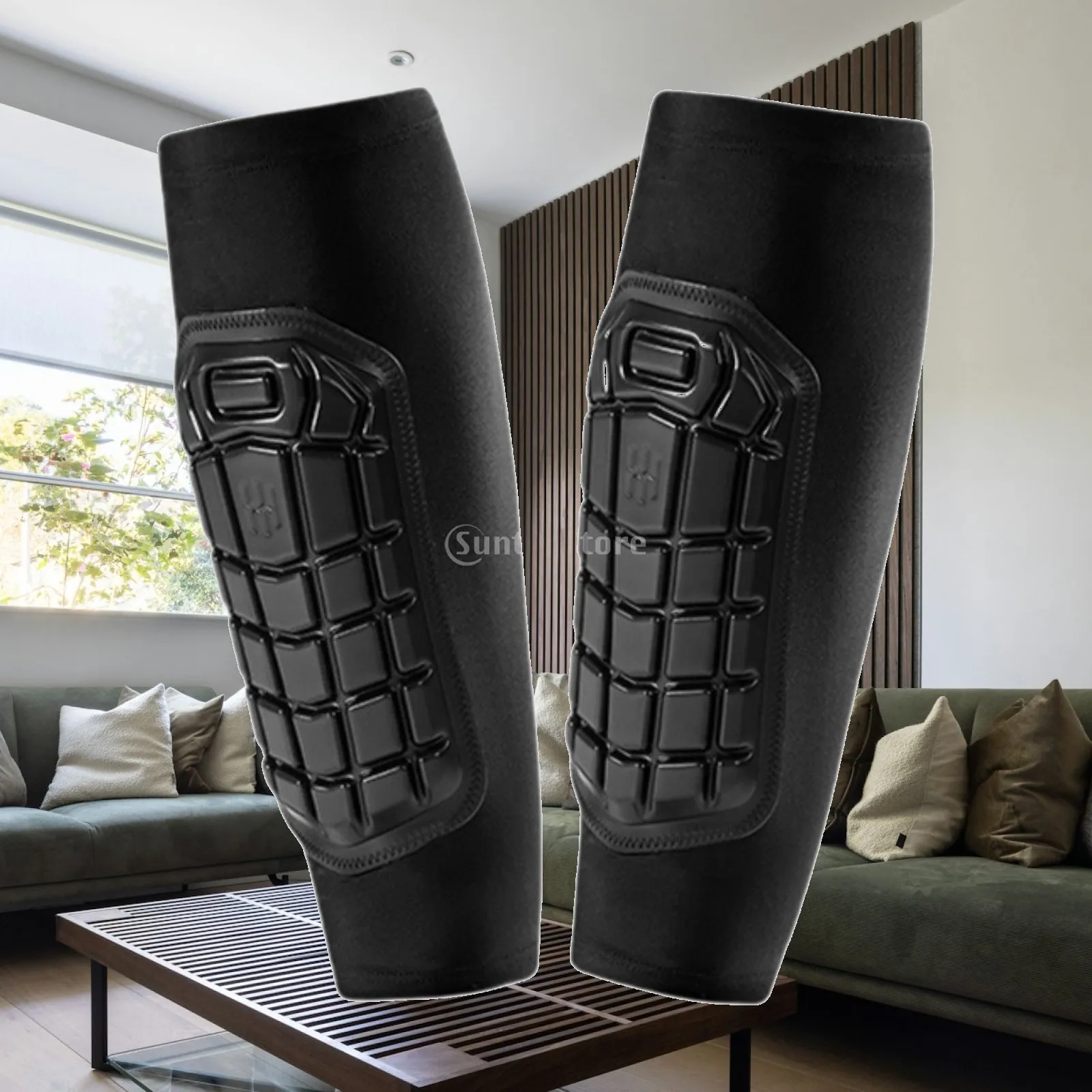 Shockproof Knee Pad Leg Sleeve with Silicone Grip for Soccer Shin Protection and Calf Support for Running Basketball Play