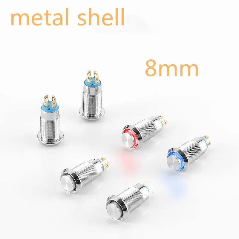 Interruptor momentâneo 8/10/12/16/19/22mm interruptores de pressão 220v 24v 3v energia impermeável elétrica 12v led luz