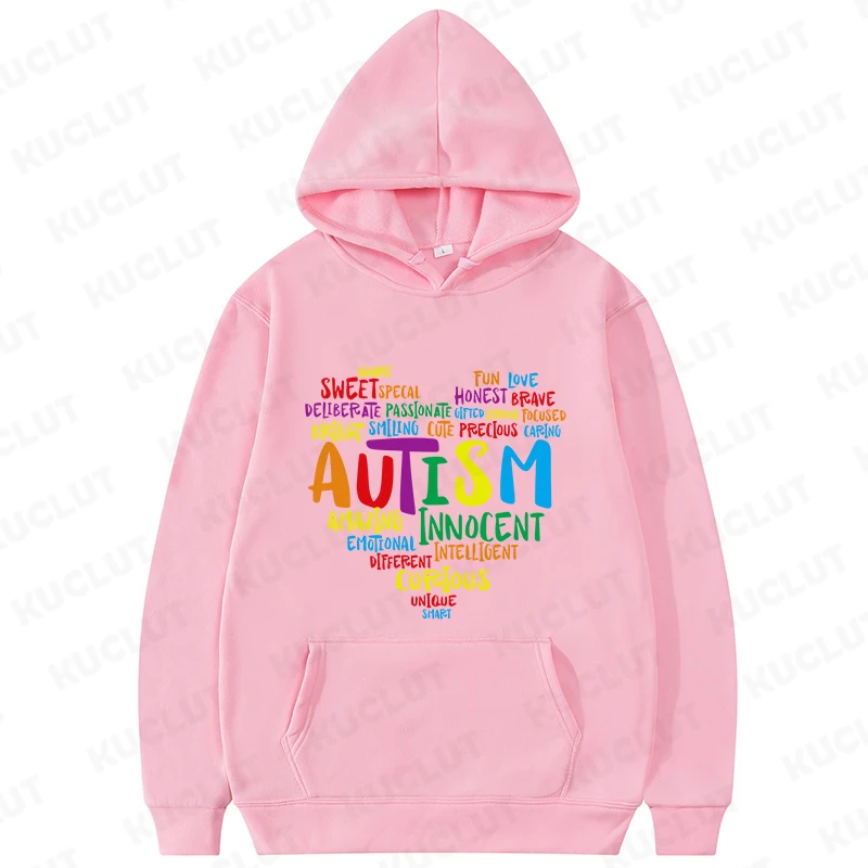 Woman Hoodies Live Love Accept Autism Awareness Y2k Clothes Awareness Month Hoody Long Sleeve Sweatshirts Outerwears Hooded