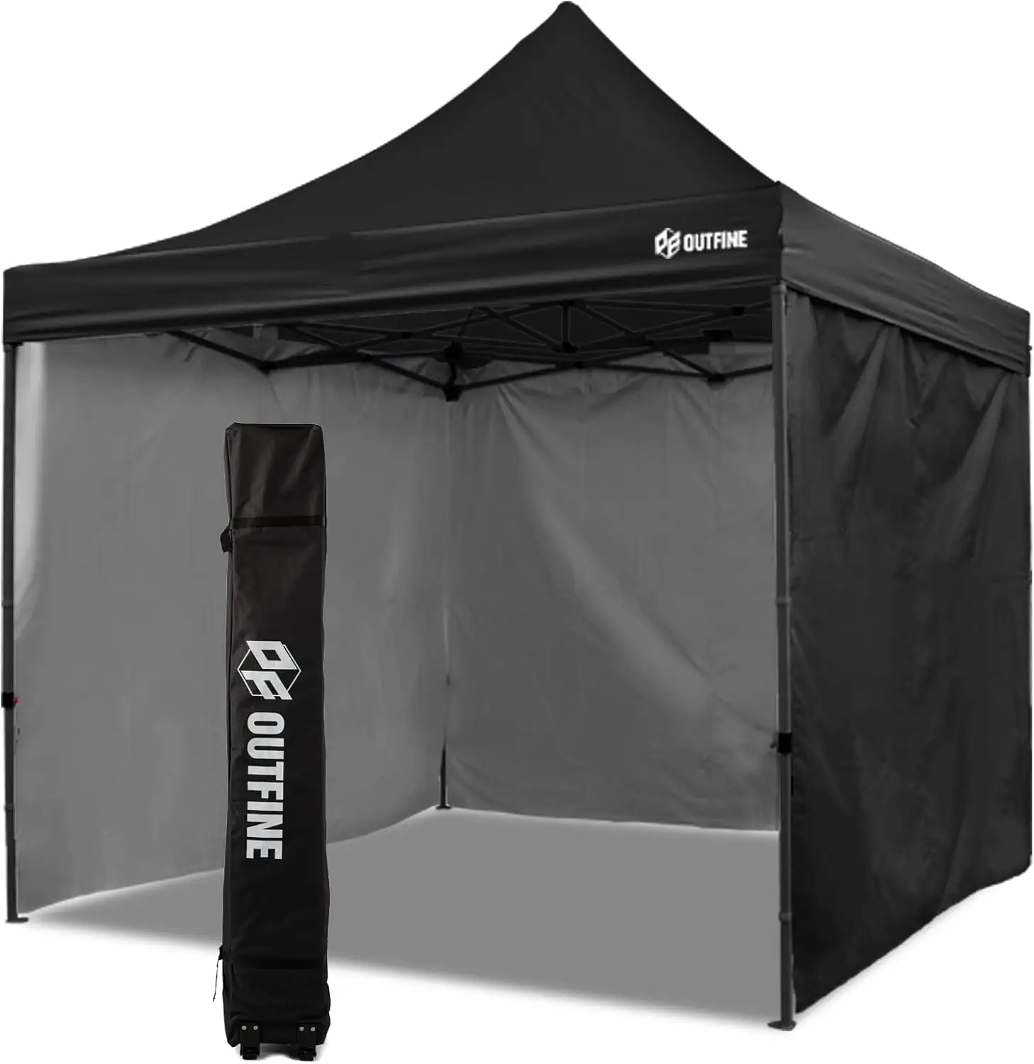 Heavy Duty Canopy 10x10 Pop Up Commercial Canopy Tent with 3 Side Walls Instant Shade, Bonus Upgrade Roller Bag, 4 Weight Bags