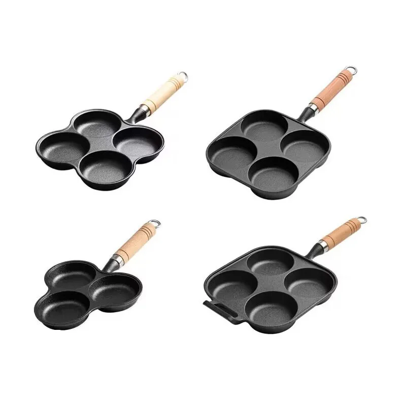 

3/4/5/7 Hole Cup Frying Pot Pan Thickened Uncoated Cast Iron Omelet Pan High Quality Egg Pancake Steak Pan Cooking Egg Ham Pans